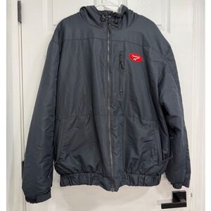 Reebok Bass Pro Shops Mens XL Black Hooded Fleece Lined Jacket Full Zip Outdoor